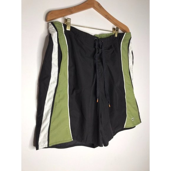 Quicksilver Men’s Size XL Green White Black Swim Trunks Shorts Lined - Picture 2 of 7